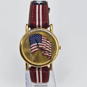 Unisex Patriotic American Flag Watch 33MM‎ Multicolor Leather Bands New Battery